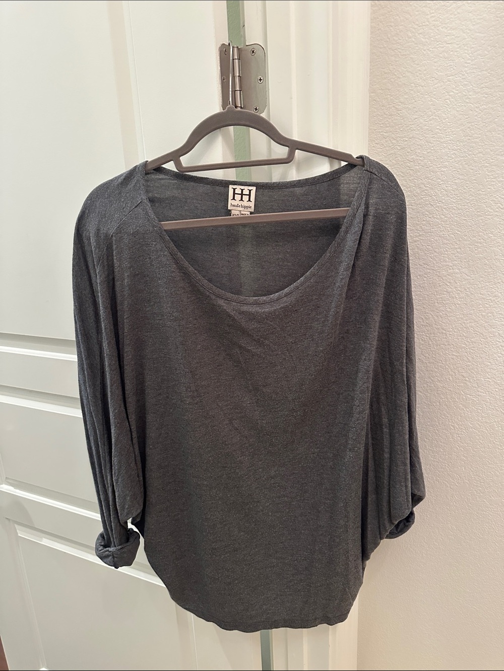 Haute Hippie Charcoal Gray Dolman Long Sleeve Top
